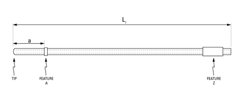 先端部にビーズが1つと終端部にスリーブが1つ付いたタイプ [先端部形状：ラウンド、ビーズｘ計1 (先端側：x1)]