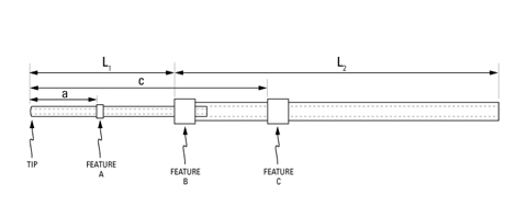 2種類の太さのチューブが接続されたタイプ [先端部形状：ラウンド、ビーズｘ計3 (接続部：ｘ1、先端部：ｘ1、接続部後ろ先端寄り：ｘ1)]