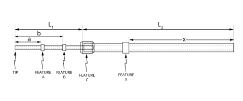 2種類の太さのチューブが接続されたタイプ [先端部形状：スクエア、ビーズｘ計4 (接続部：ｘ1、先端部：ｘ2、終端側：ｘ1)]